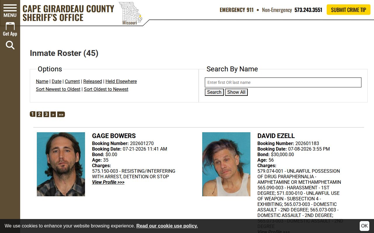 Cape Girardeau County Detention Center Held Elsewhere release distinction