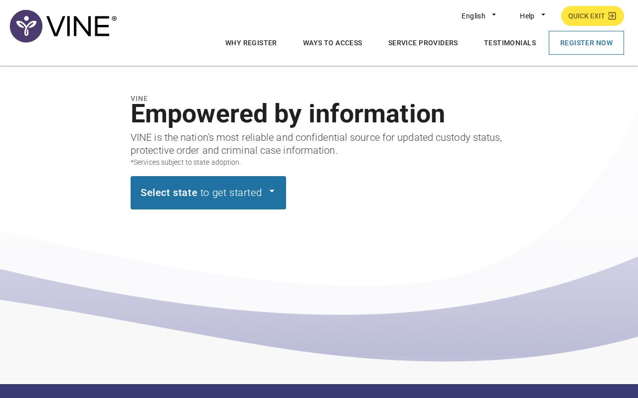 Missouri VINELink custody search and notification entry screen