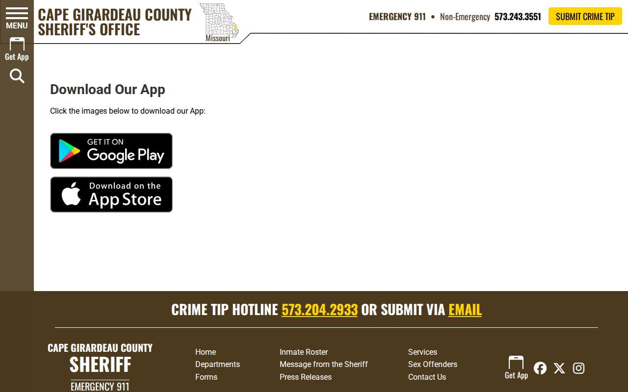 Official mobile app source for Cape Girardeau County released mugshot records